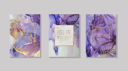 Tuinposter alcohol ink with gold. flyer, business card, flyer, brochure, poster, for printing. trend vector © chikovnaya