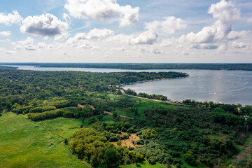 Aerial Photo of a large lake and wooded area