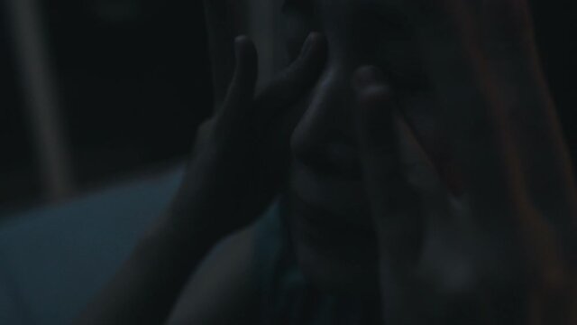 depressed girl crying close up