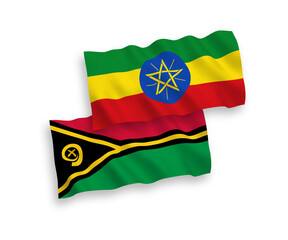Flags of Republic of Vanuatu and Ethiopia on a white background