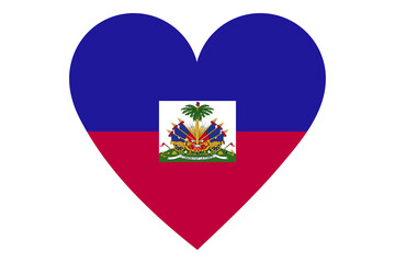 Haiti flag of heart shape isolated on white background