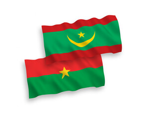 Flags of Burkina Faso and Islamic Republic of Mauritania on a white background