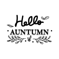 Hello autumn lettering typography design