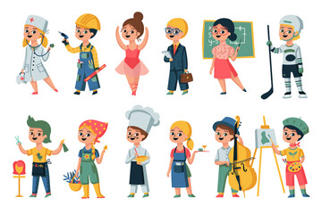Fototapeta premium Kids Occupations Icon Set
