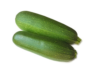Two zucchini isolated on white background