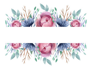 watercolor seamless border beautiful plants and flowers