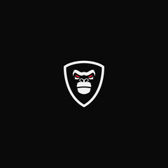 creative monkey face shield logo design. logo template