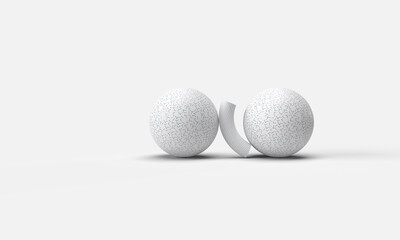 Abstract shapes. Two balls and a stick in the middle. Composition on the topic of sports, business, beauty, face, sex. Modern minimal style. 3d rendering.