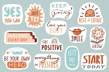 Peel and stick wall murals Positive Typography Motivational patches collection