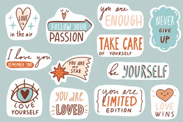 Photo sur Plexiglas Typographie positive Motivational patches. Love collection
