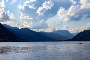 View of Lake Como and the mountains with cloudy sky