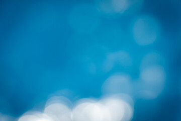 Bokeh sea water splashing waves backgrounds.Blue sea water.Blue pattern backgrounds.wallpaper white circle .
