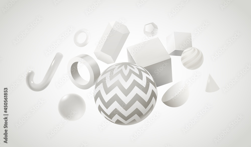 Aufkleber abstract background design with 3d white geometric shapes. graphic creative poster with realistic sp