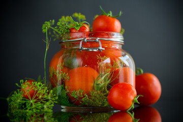 natural tomatoes with spices prepared for conservation