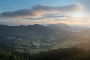 Aramaio valley at sunrise in Basque Country, Spain