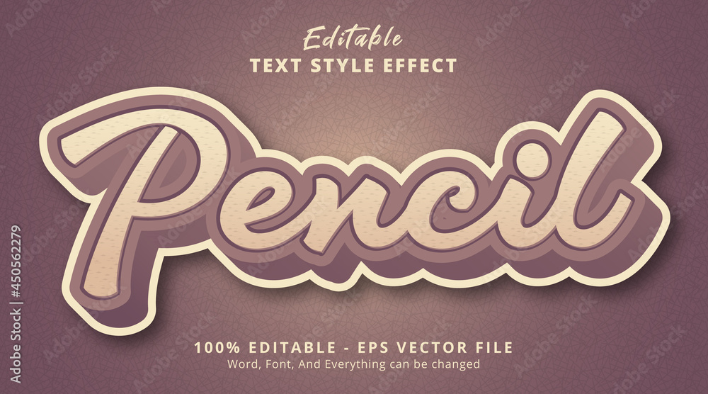 Poster pencil text on brown color combination text effect, editable text effect