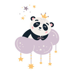Cartoon Panda vector Cute sleeping baby bear