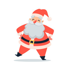 Flat vector Illustration of cute cartoon christmas Santa Claus isolated on white background
