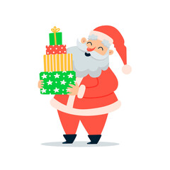 Illustration of cute cartoon christmas Santa Claus with gifts is