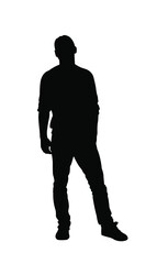 Confident man standing silhouette vector illustration