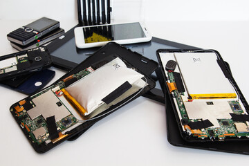 Damaged tablets and smartphones
