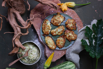 French cuisine fried zucchini with cheese