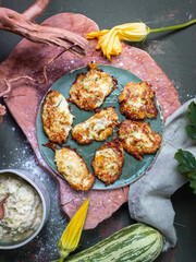 French cuisine fried zucchini with cheese