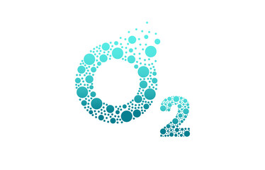 Oxygen O2 02 bubble logo design on white background. Oxygen icon vector illustration.