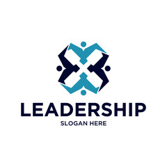Obraz premium Leadership Logo Design Vector Icon Symbol Teamwork Template Logotype