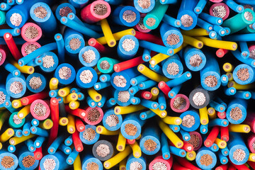 Pile of electrical copper cable cross section