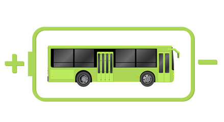 Illustration of electric Passenger transport. Vector illustration Green City eco bus template.