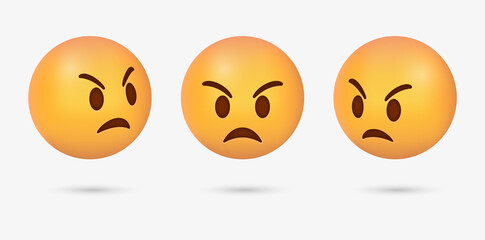 3d angry emoji face , mad Grumpy emoticon feeling anger and Pouting face