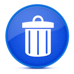 Recycle bin aesthetic glossy blue round button abstract