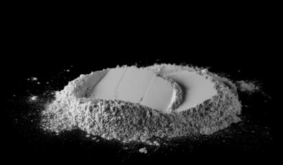 Plaster cast isolated on black background, gypsum