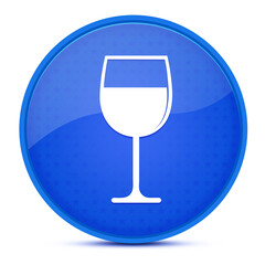 Wine glass aesthetic glossy blue round button abstract