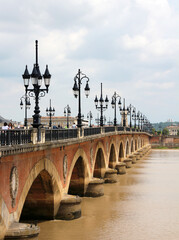 Bordeaux (France) Pont de pierre (bridge) Garonne (river)