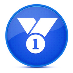Number 1 aesthetic glossy blue round button abstract