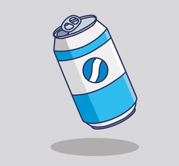 Bottle canned drink fresh water, with ice. Food and Drink Cartoon Flat Style Icon illustration Premium Vector Logo Sticker Mascot isolated web design
