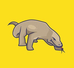 Cute Cartoon Komodo Dragon poisonous saliva in Komodo Island Mascot. Animal Isolated Cartoon Flat Style Sticker Web Design Icon illustration Premium Vector Logo mascot

