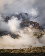 nature, mountains, clouds, fog, landscape, alps, italy, mountain, sky, smoke, lake, hot, park, crater, fire, travel, cloud, geology