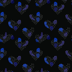 vector seamless pattern of  spots with lines and hearts with polka dots. beige on background