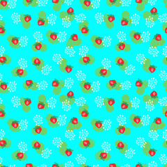 strawberry berry vector seamless pattern with dots and abstract spots on background