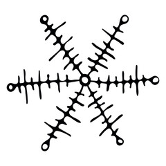 Cute hand drawn snowflake. Vector doodle isolated on white. Christmas and New Year modern design. For print, web, design, decoration, logo.