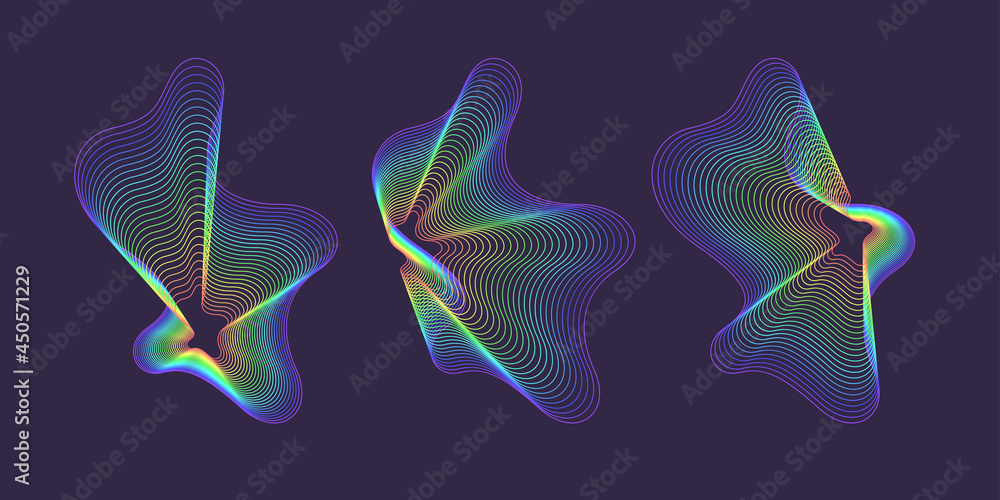 Aufkleber a set of amorphous shapes on a dark background. abstract vector elements for your design. graphic im