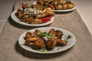 Fried chicken breasts with spices