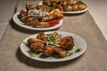 Fried chicken breasts with spices