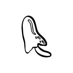 Death cap. Isolated black line illustration of a mushroom. Vector illustration. Black and white. Dangerous cute mushroom. Forest mushroom. Large thin toadstool. Poisonous mushroom