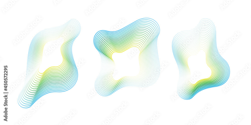 Poster vector abstract background with dynamic waves, line and particles.