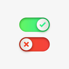 On and Off toggle switch buttons with checkmark icons -  web UI icons - Mobile app interface switch button icon