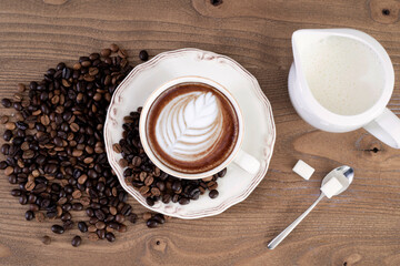 coffee beans in coffee mug